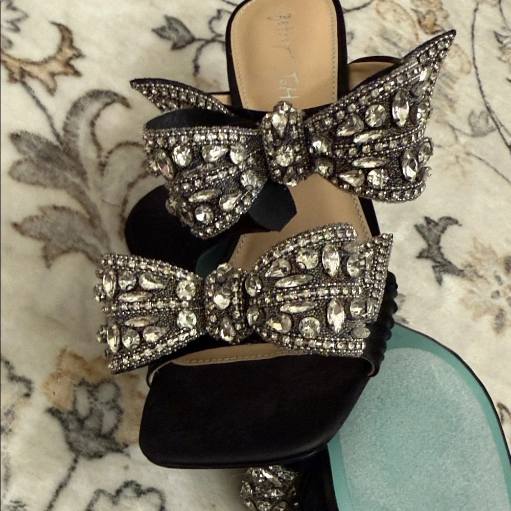 Betsey Johnson Black Heels with Rhinestone Embellishments - Picture 4 of 7